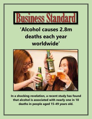 â€˜Alcohol Causes 2.8m Deaths Each Year Worldwideâ€™