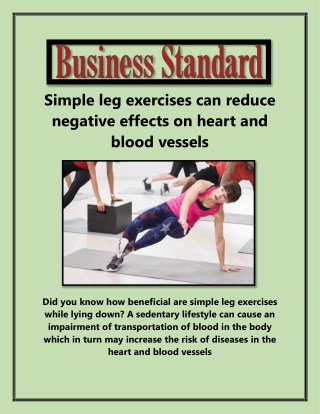 Simple Leg Exercises Can Reduce Negative Effects on Heart and Blood
