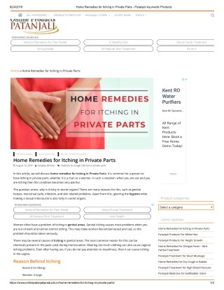 Home Remedies for Itching in Private Parts
