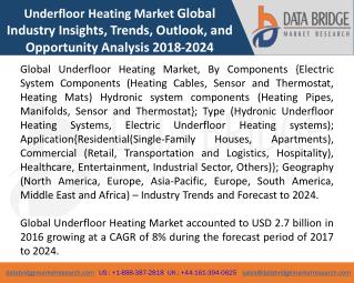 Global Underfloor Heating Market â€“ Industry Trends and Forecast to 2024