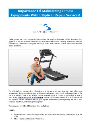 Importance Of Maintaining Fitness Equipments With Elliptical Repair Services!