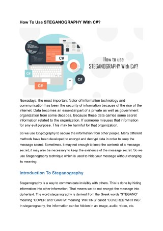 How To Use STEGANOGRAPHY With C#?