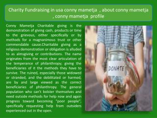 The Charity Commission in usa conny mametja , about conny mametja , conny mametja profile