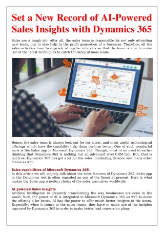 AI-Powered Sales Insights with Dynamics 365