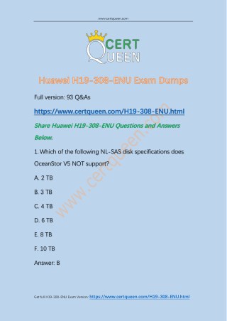 Score 900 with CertQueen Updated H19-308-ENU Dumps (93 Q&As)