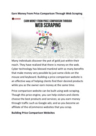 Earn Money From Price Comparison Through Web Scraping