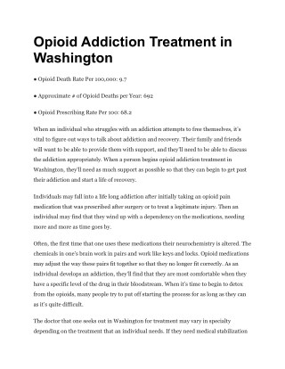 Opioid addiction treatment in washington