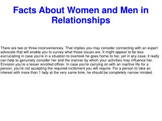 Facts About Women and Men in Relationships