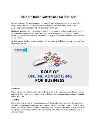 Role of Online Advertising for Business