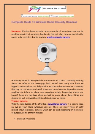 Complete Guide To Wireless Home Security Cameras