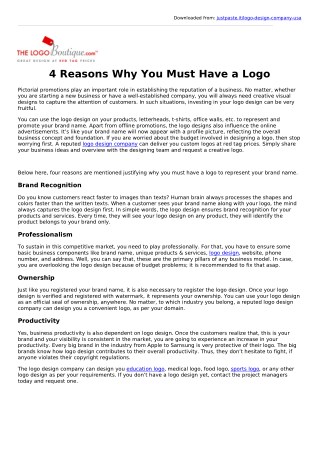 4 Reasons Why You Must Have a Logo | The Logo Boutique