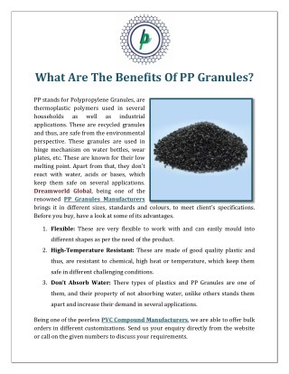 What Are The Benefits Of PP Granules?