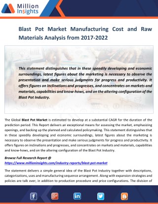 Blast Pot Industry Size and Export, Import Analysis 2017-2022