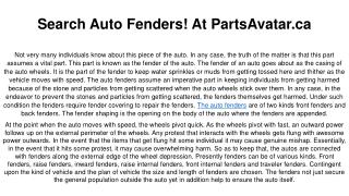 Looking For Fenders Parts Online? Shop rear fenders, inner fenders, rear inner fenders More At Parts Avatar.ca