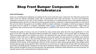 Shop Front Bumper components at PartsAvatar.ca