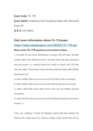 Updated Microsoft MCSA 70-778 Exam Practice Questions