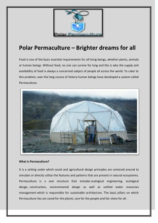 Polar Permaculture â€“ Brighter Dreams for all