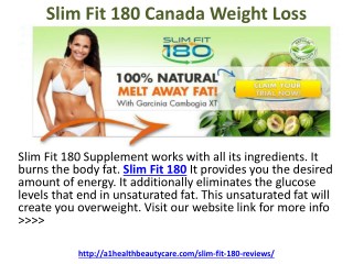 Slim Fit 180 Canada Effective Weight Loss Supplement