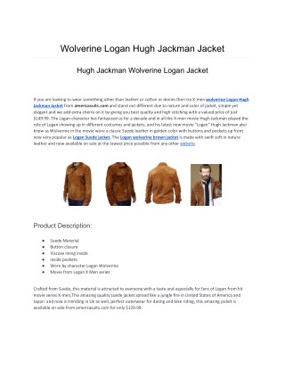 Wolverine Logan Hugh Jackman Jacket