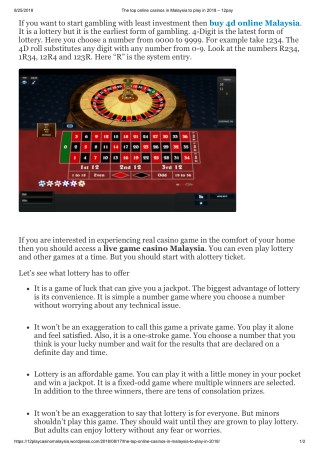 The top online casinos in Malaysia to play in 2018