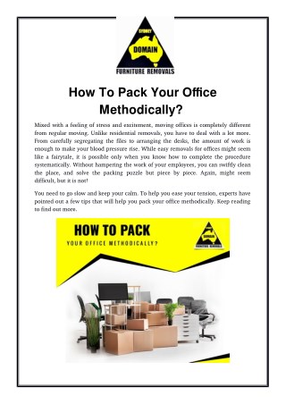 How To Pack Your Office Methodically?