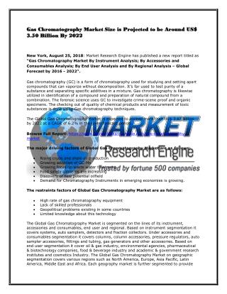 Gas Chromatography Market Size is Projected to be Around US$ 3.50 Billion By 2022