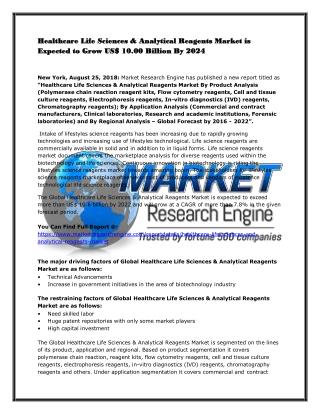 Healthcare Life Sciences & Analytical Reagents Market is Expected to Grow US$ 10.00 Billion By 2024