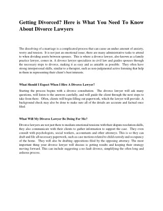 Getting Divorced? Here is What You Need To Know About Divorce Lawyers