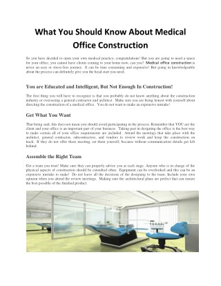 What You Should Know About Medical Office Construction