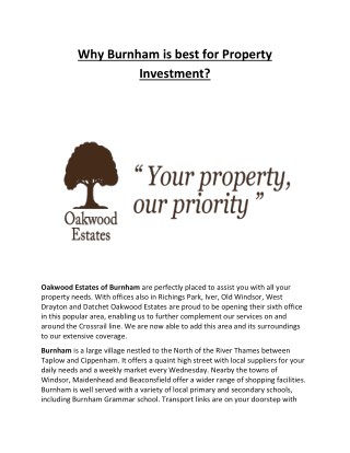 Why Burnham is best for Property Investment?