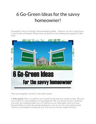 Advantageu - 6 Go-Green Ideas for the savvy homeowner!
