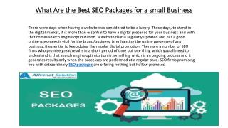 What Are the Best SEO Packages for a small Business?