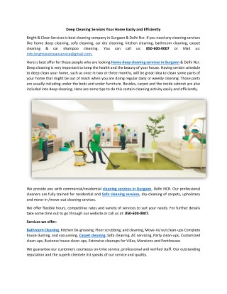 Deep Cleaning Services Your Home Easily and Efficiently