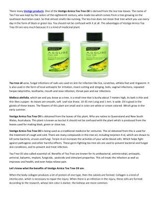 Vestige Arnica Tea Tree Oil ia a Jadibuti for pain relief