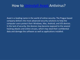 Uninstall avast antivirus