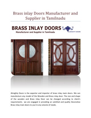 Brass inlay Doors Manufacturer and Supplier in Tamilnadu