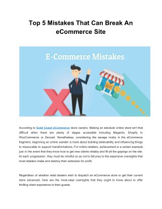 Few Mistakes which Break an eCommerce Site