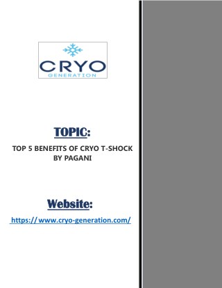 TOP 5 BENEFITS OF CRYO T-SHOCK BY PAGANI