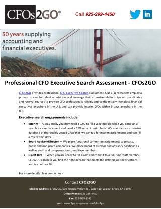 Professional CFO Executive Search Assessment - CFOs2GO