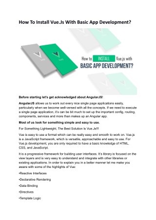 How To Install Vue.Js With Basic App Development?