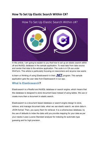 How To Set Up Elastic Search Within C#?
