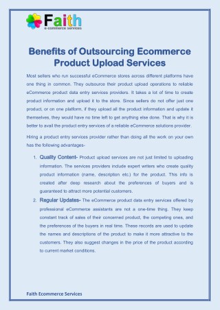 Benefits of Outsourcing Ecommerce Product Upload Services
