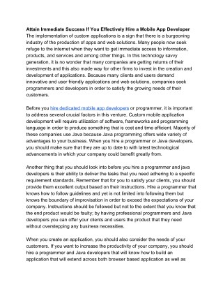 Attain Immediate Success If You Effectively Hire a Mobile App Developer