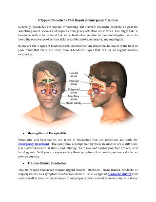 3 TYPES OF HEADACHE THAT REQUIRES EMERGENCY ATTENTION