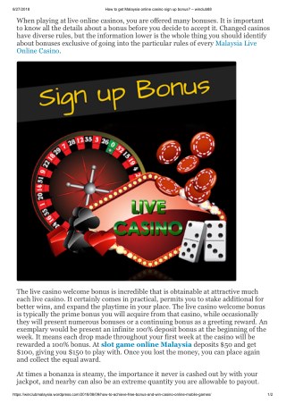 How to get Malaysia online casino sign up bonus