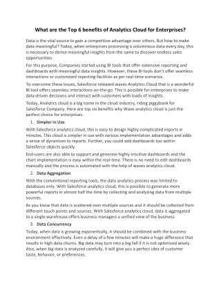 What are the Top 6 benefits of Analytics Cloud for Enterprises?