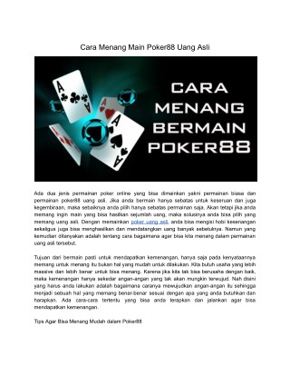 Cara Menang Main Poker88 Uang Asli