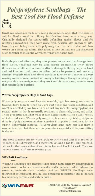 Polypropylene Sandbags - The Best Tool For Flood Defense