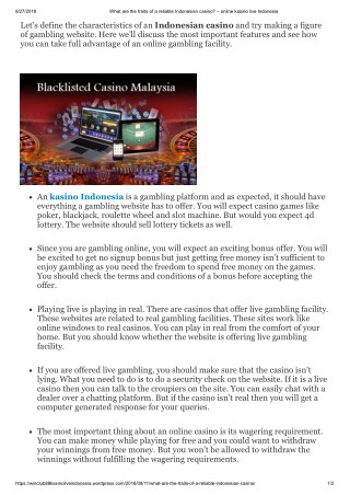 What are the traits of a reliable Indonesian casino