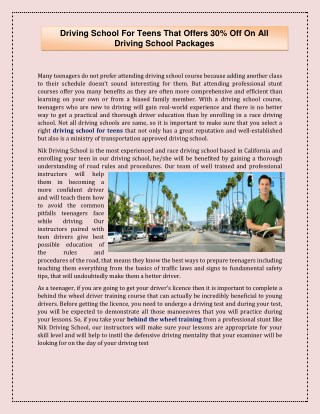 Driving School for Teens